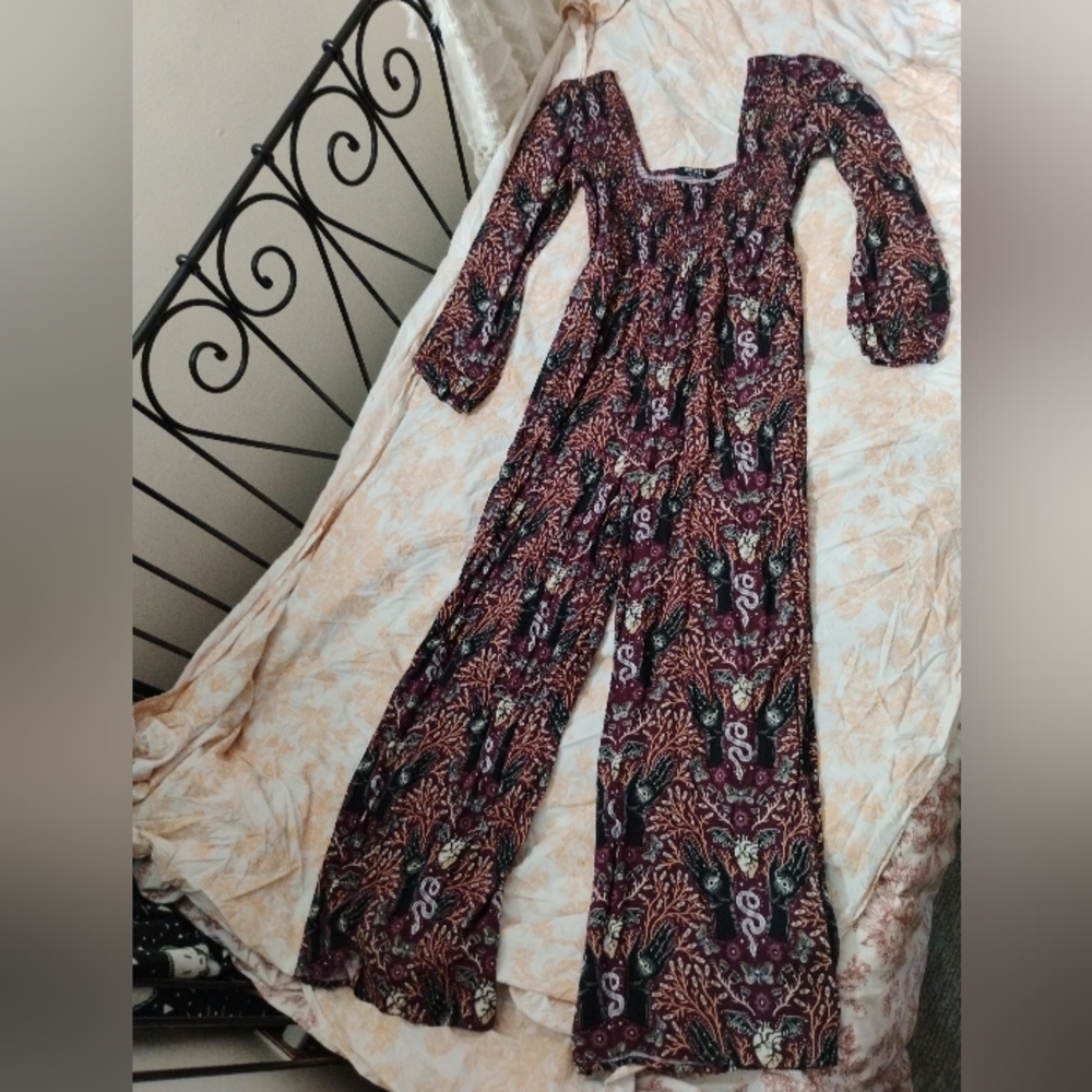 Disturbia Burgundy Patterned Jumpsuit